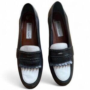 Etienne Aigner Black White Colorblock Fringe Loafer Flats Size 8